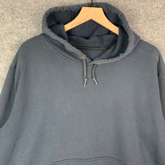 Carhartt Hoodie Mens Large Blue Original‎ Fit Fleece Sweatshirt Work Wear - Picture 3 of 14